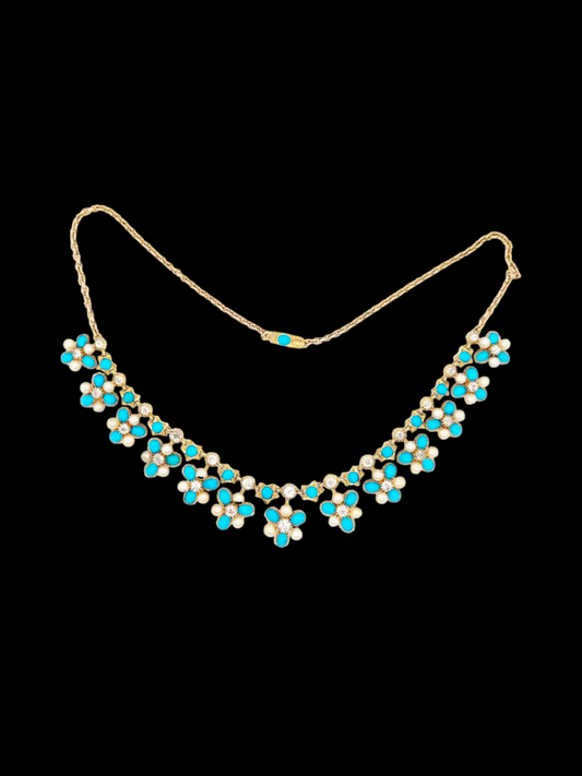 Antique turquoise old mine cut diamonds and natural pearl necklace
SKU: 7995
