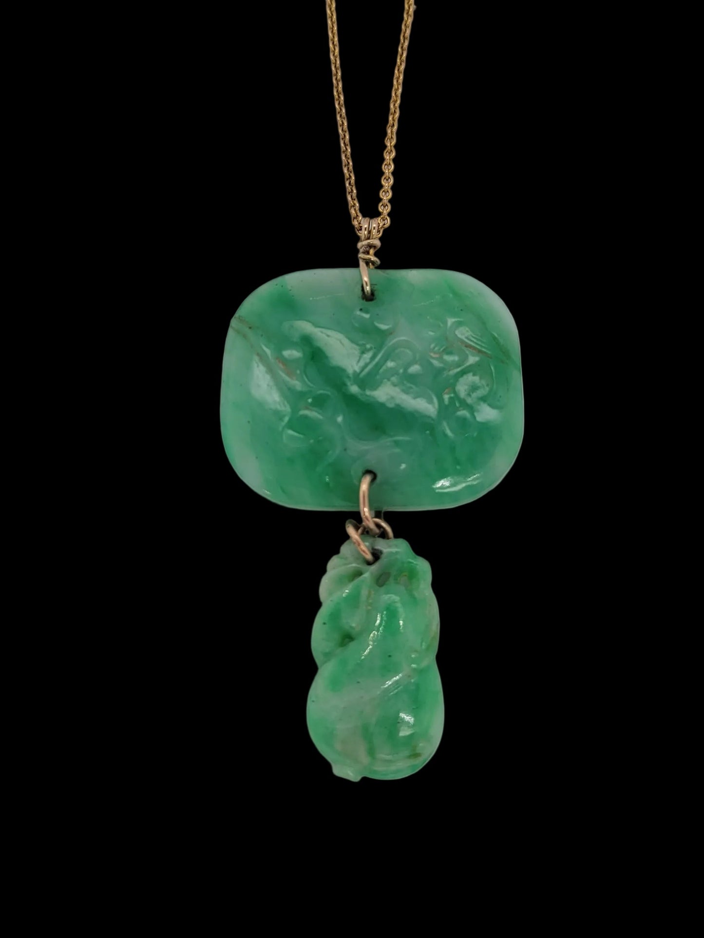 Antique carved jade pendant necklace sku 8713