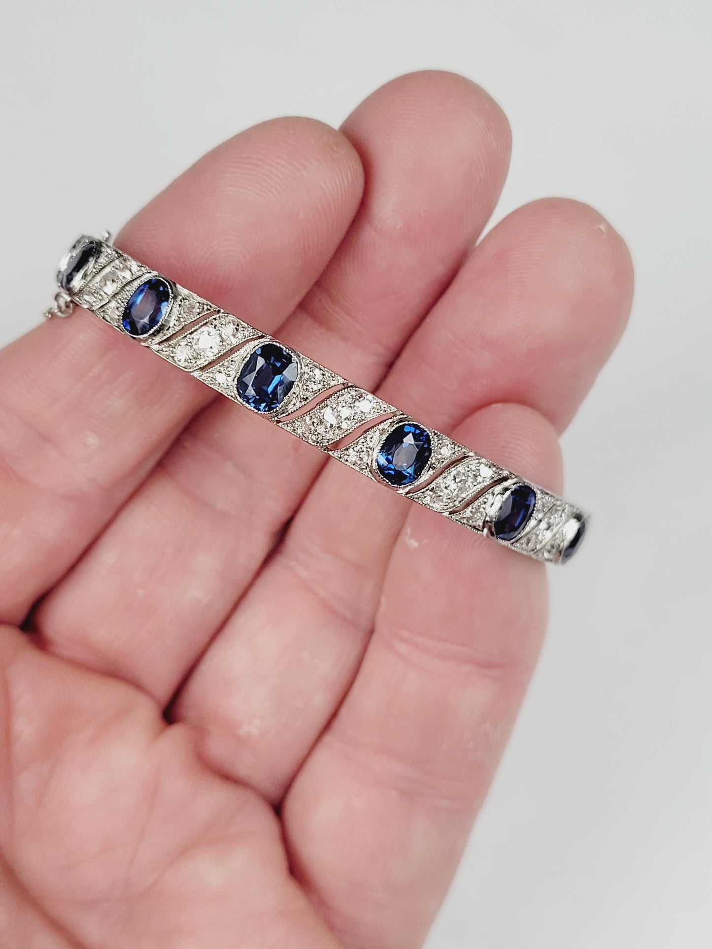 Art deco fine sapphire and diamond bangle sku 9019