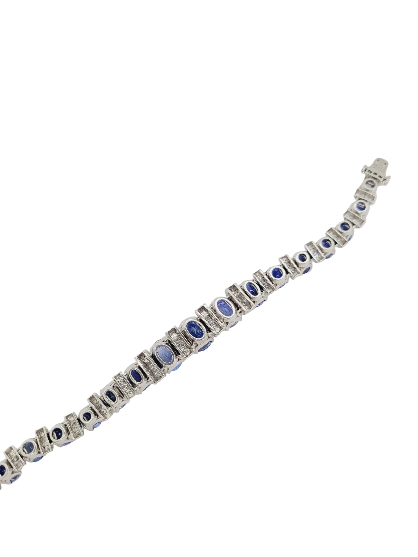 Art deco natural cornflower sapphire and diamond bracelet sku 8998