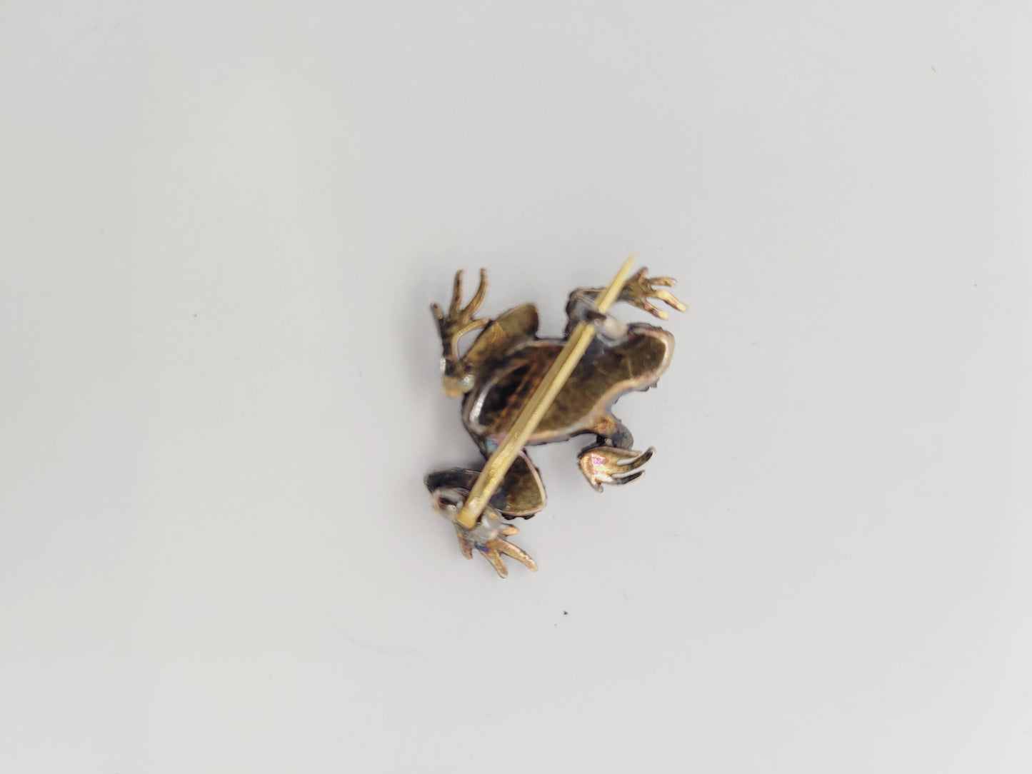 Antique animated realistic demantoid garnet and diamond Frog sku 9067