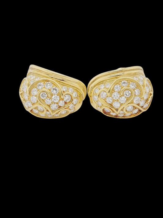 Unusual 1980's diamond huggie earrings sku 8760