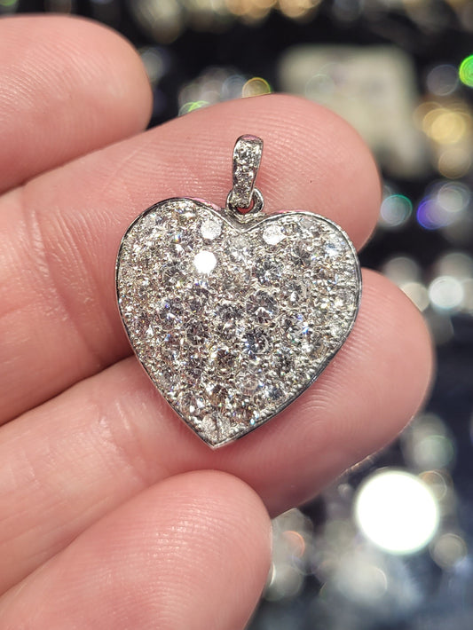 Fantastic pave diamond heart pendant sku 9046