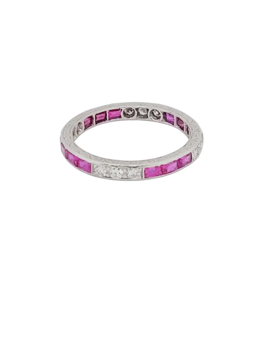 Art deco ruby and diamond eternity ring sku 8985