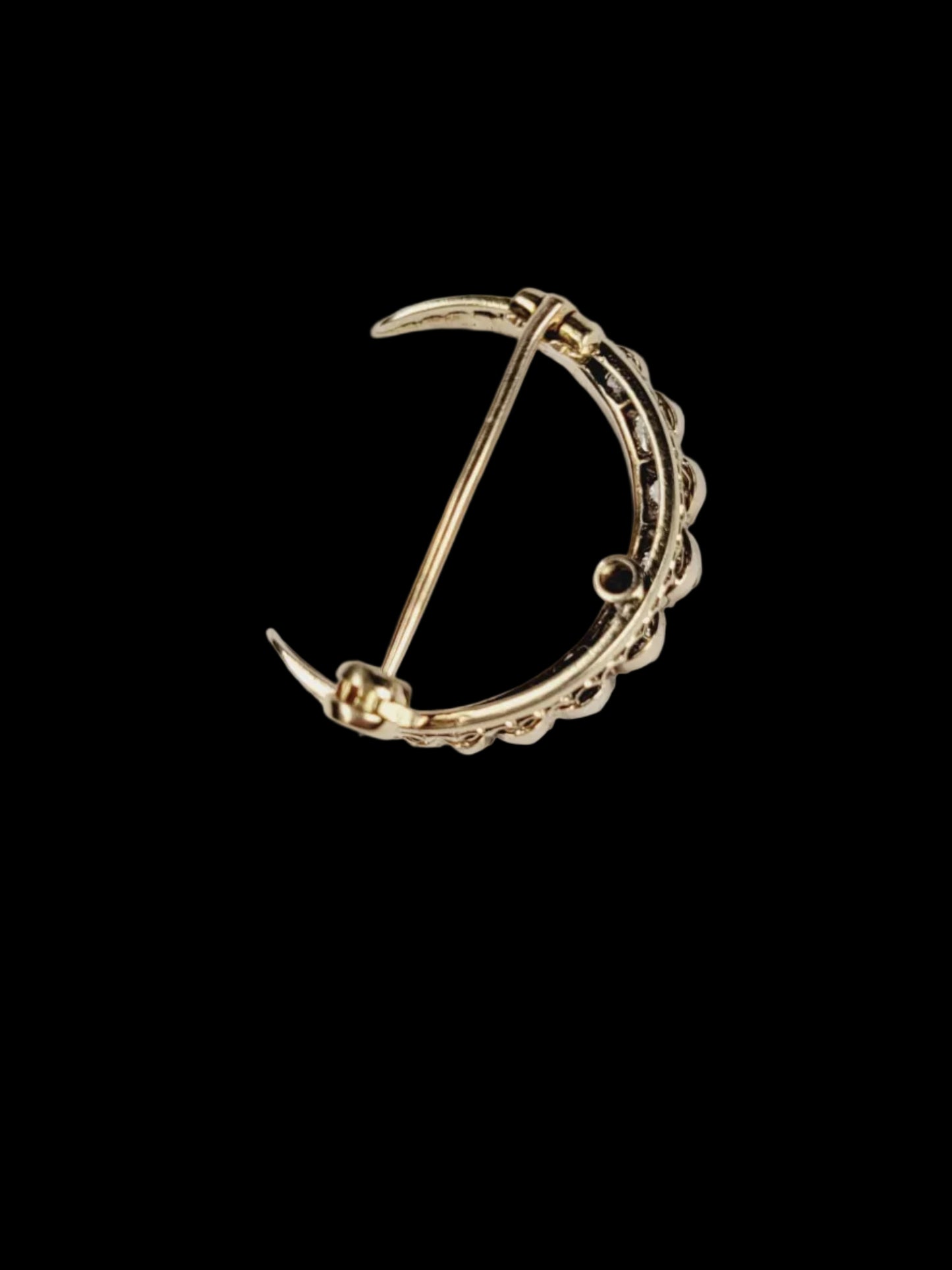 Antique diamond crescent moon brooch sku 8722