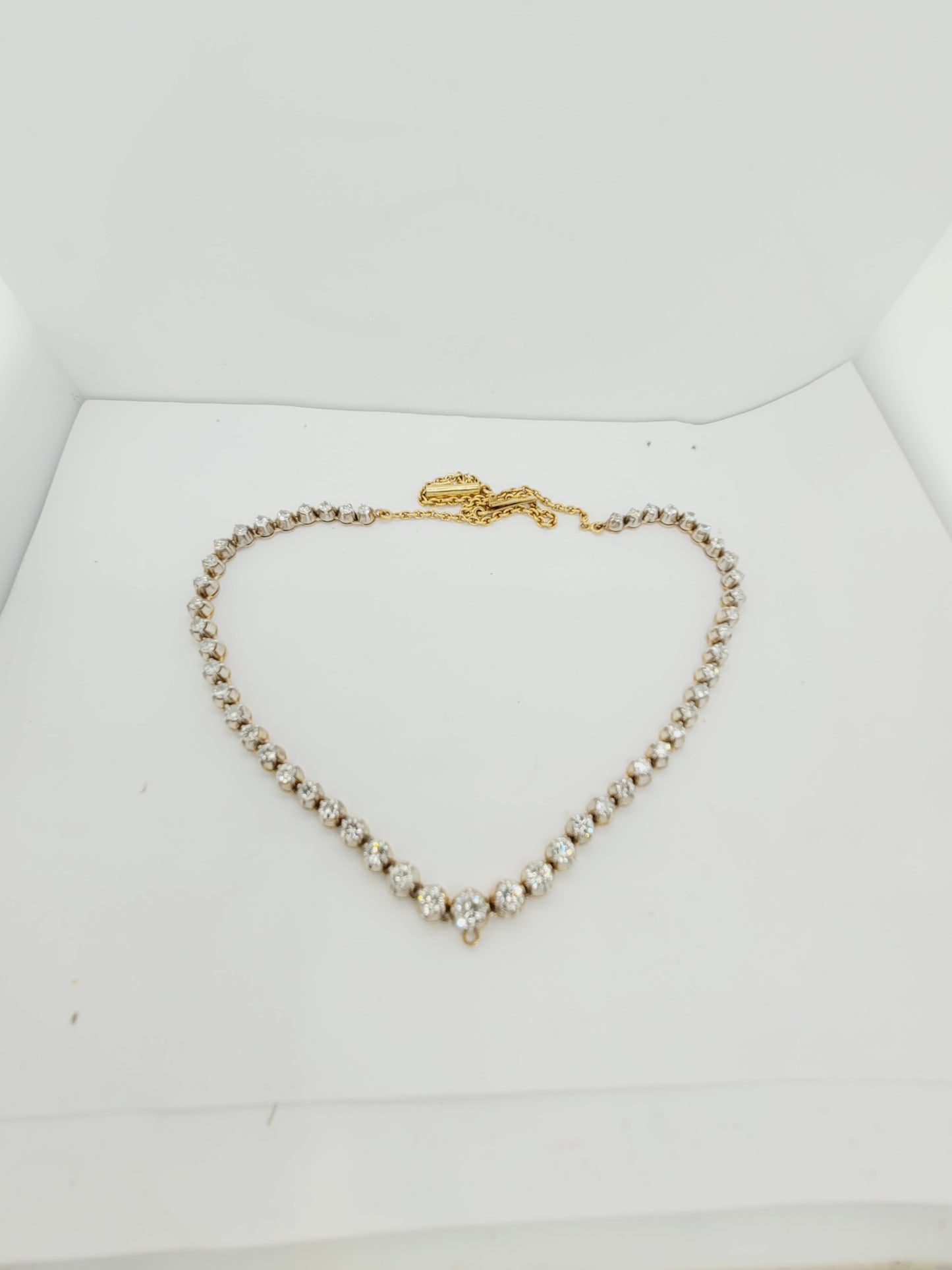 Vintage graduating diamond riviere necklace sku 9064