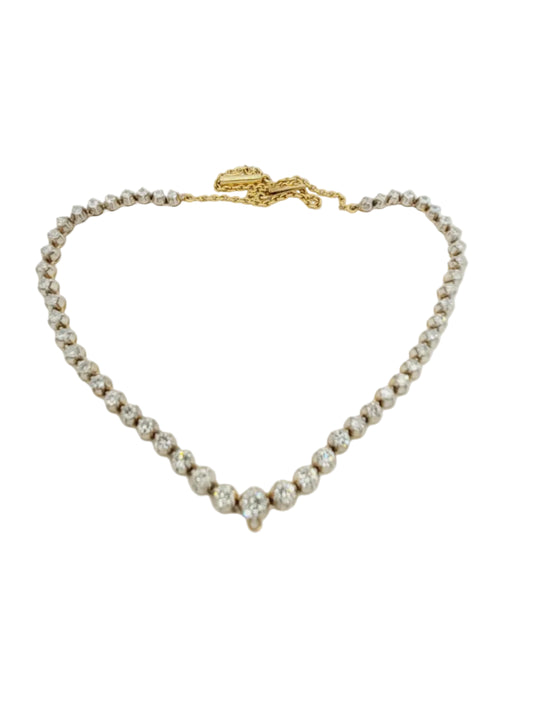 Vintage graduating diamond riviere necklace sku 9064