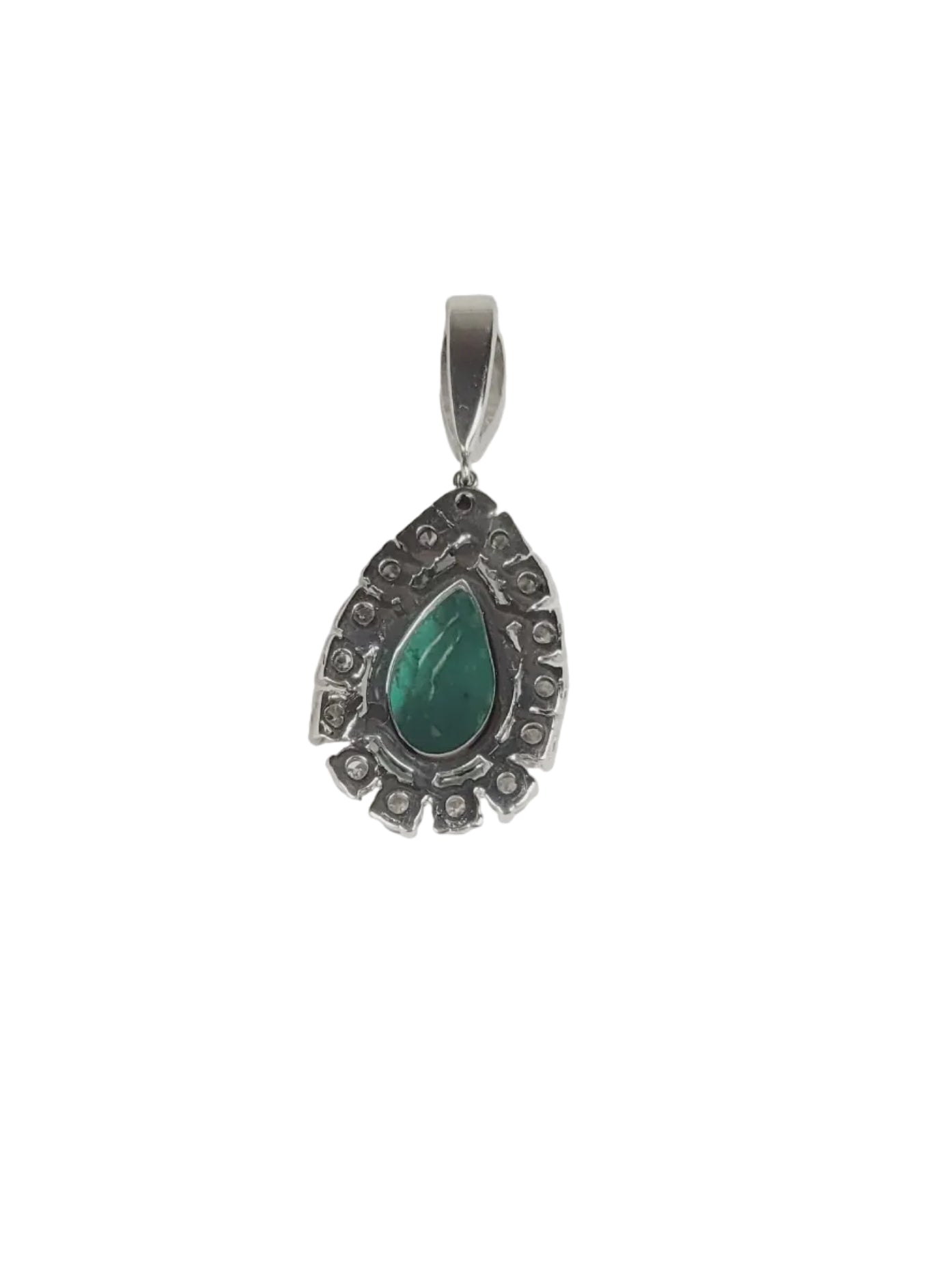 Emerald and diamond cluster pendant sku 9145