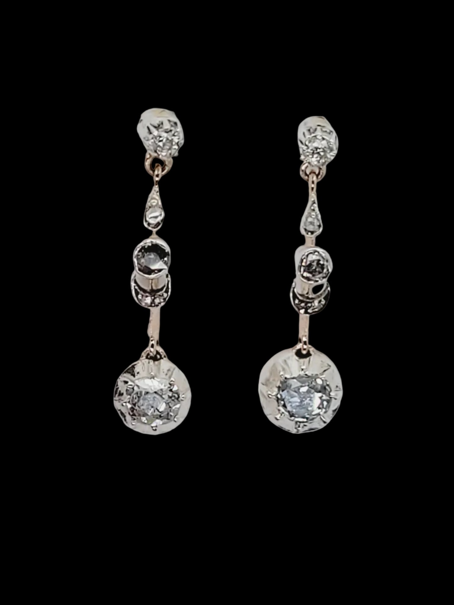 Antique diamond drop earrings sku 8819