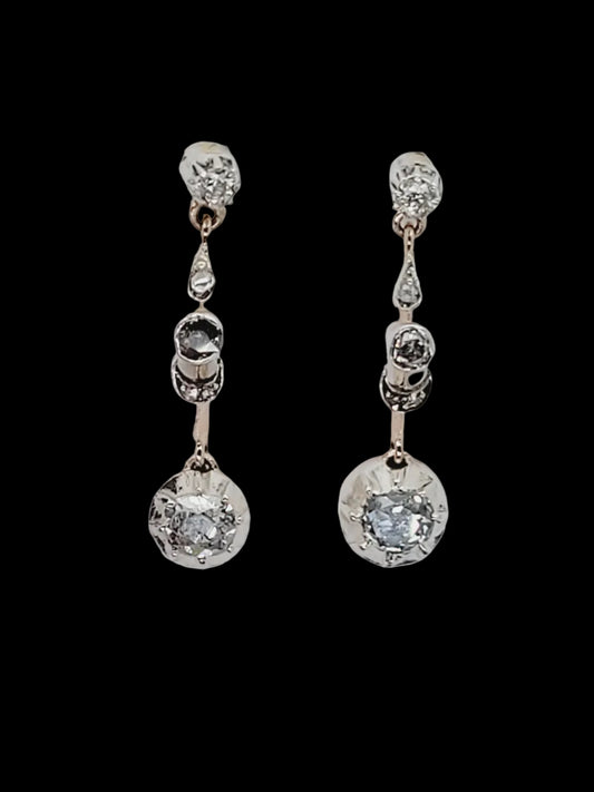 Antique diamond drop earrings sku 8819