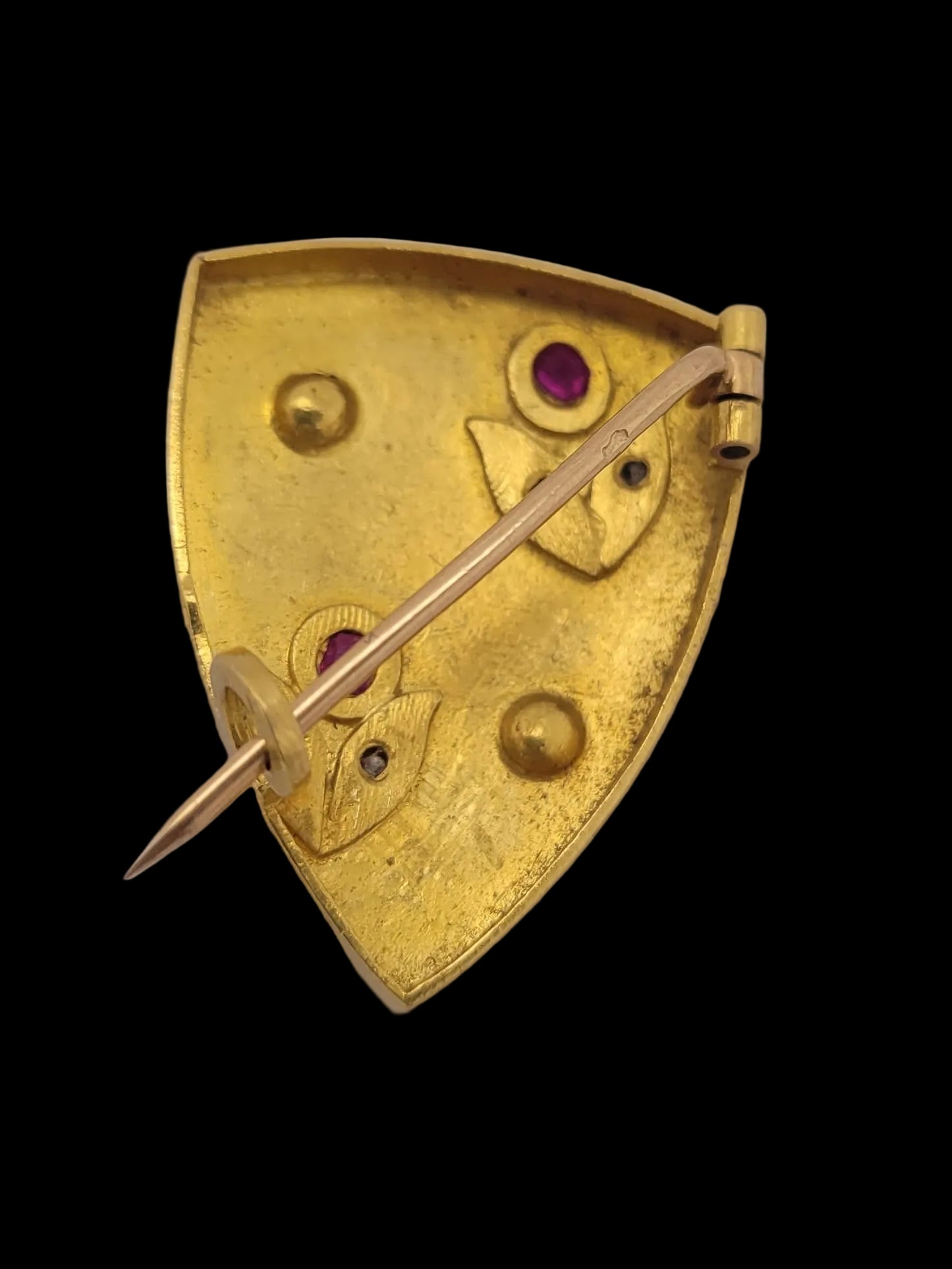 Antique gold ruby and pearl shield brooch sku 8708