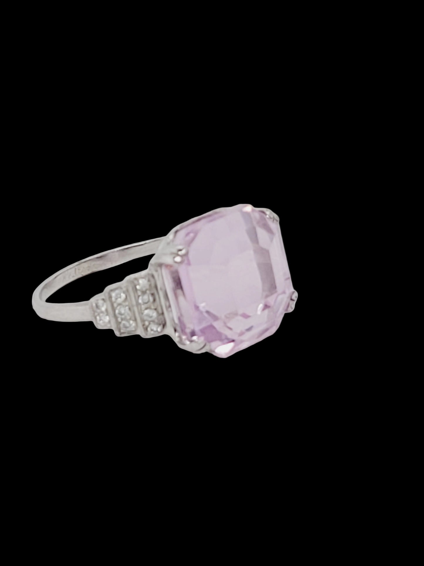 Pastel pink Kunzite and diamond dress ring sku 8772