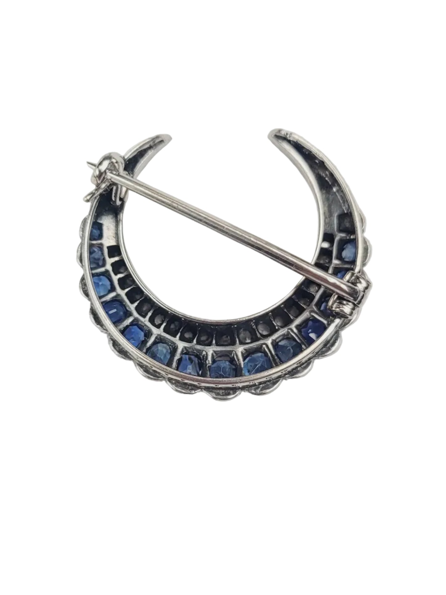 Blue Moon...antique sapphire and diamond crescent sku 8097