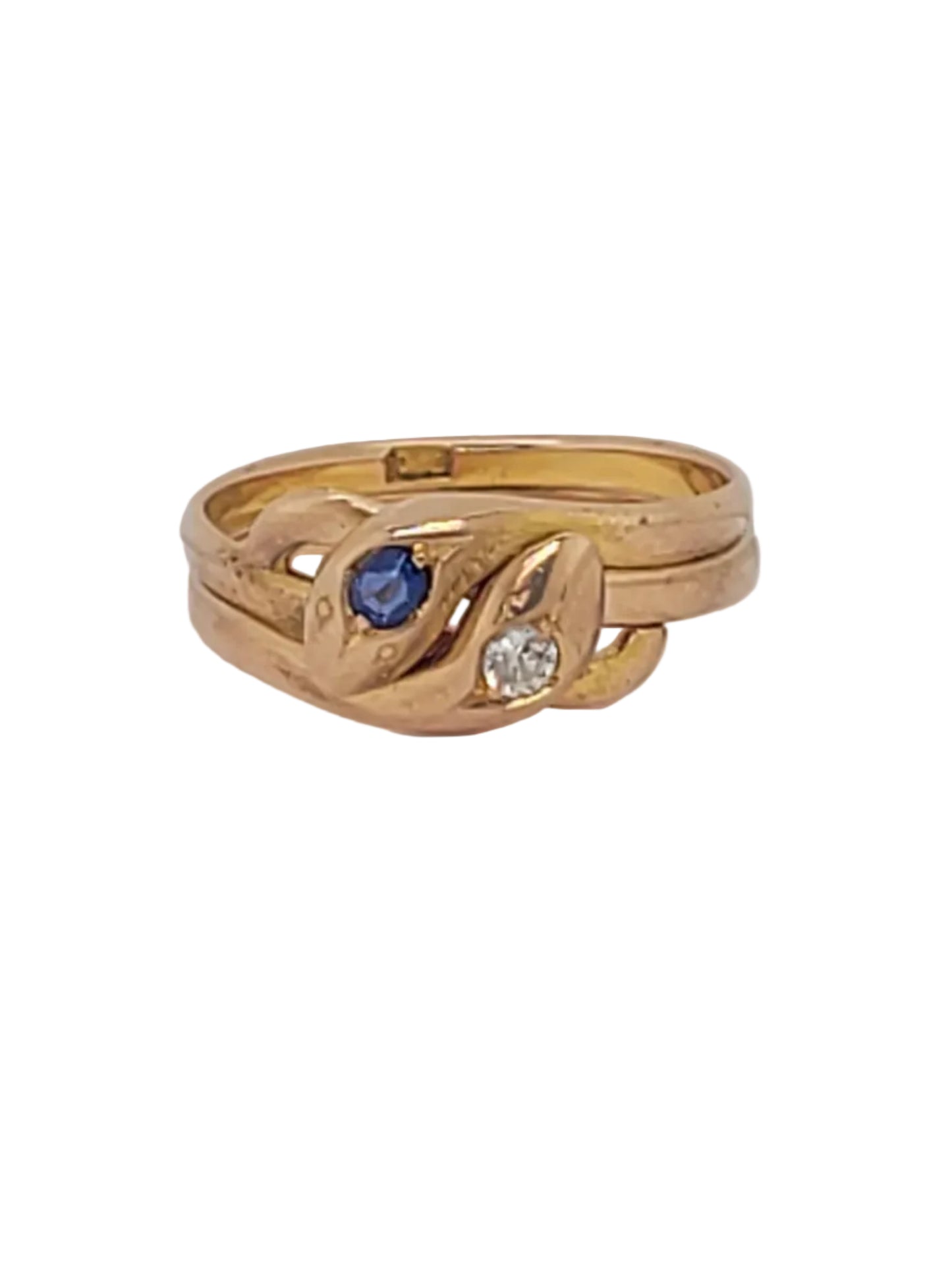 Antique sapphire and diamond double snake ring sku 9194