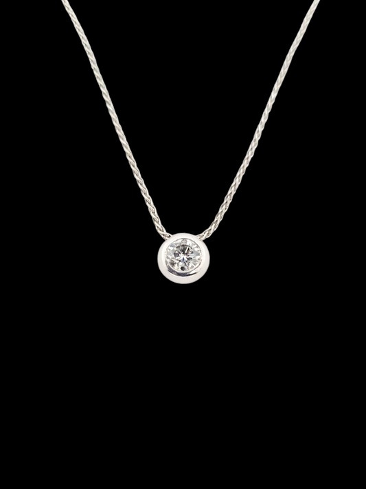 Bezel set half carat diamond pendant and chain
SKU: 8012