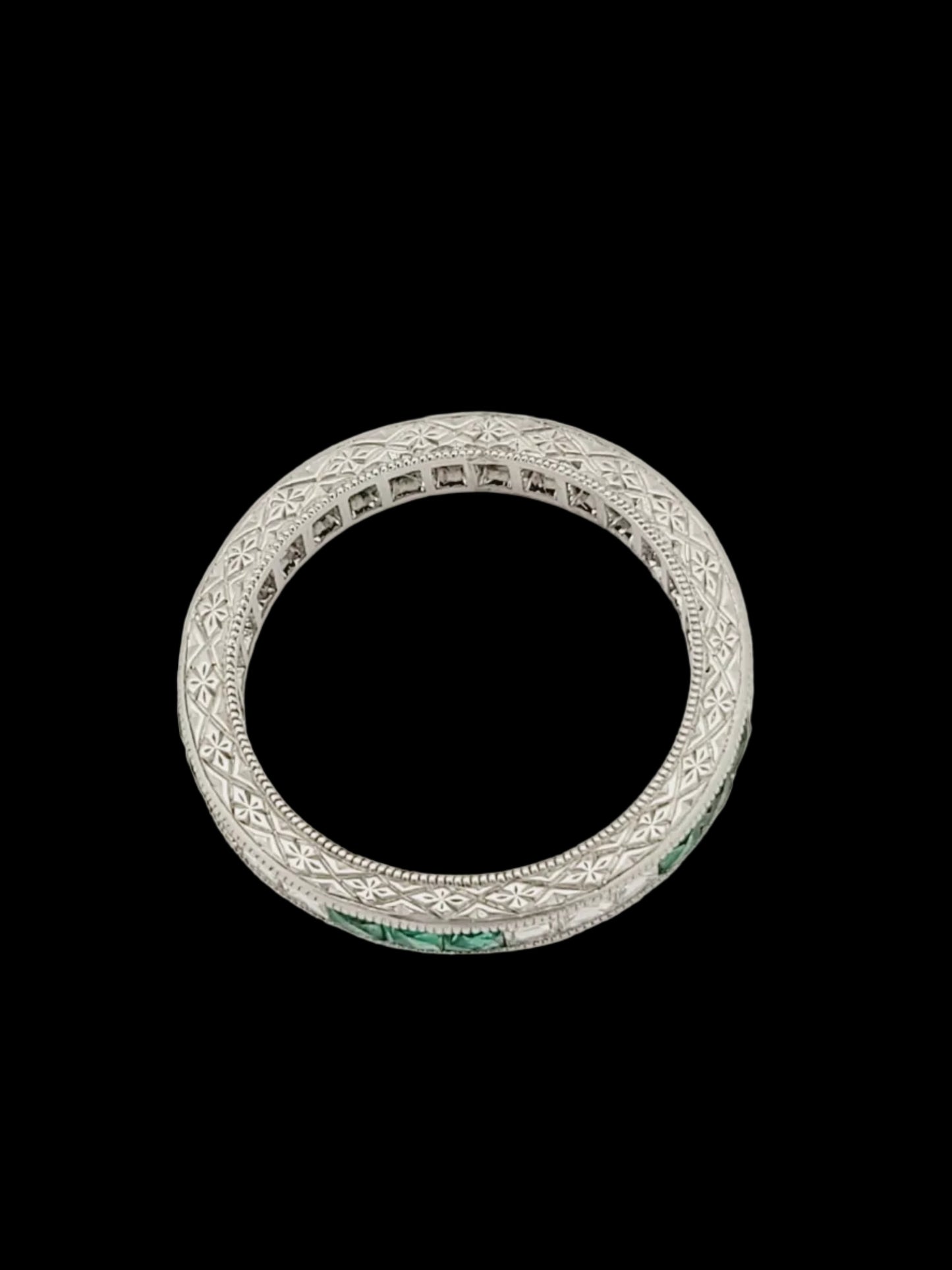 Emerald and diamond eternity ring sku 8791