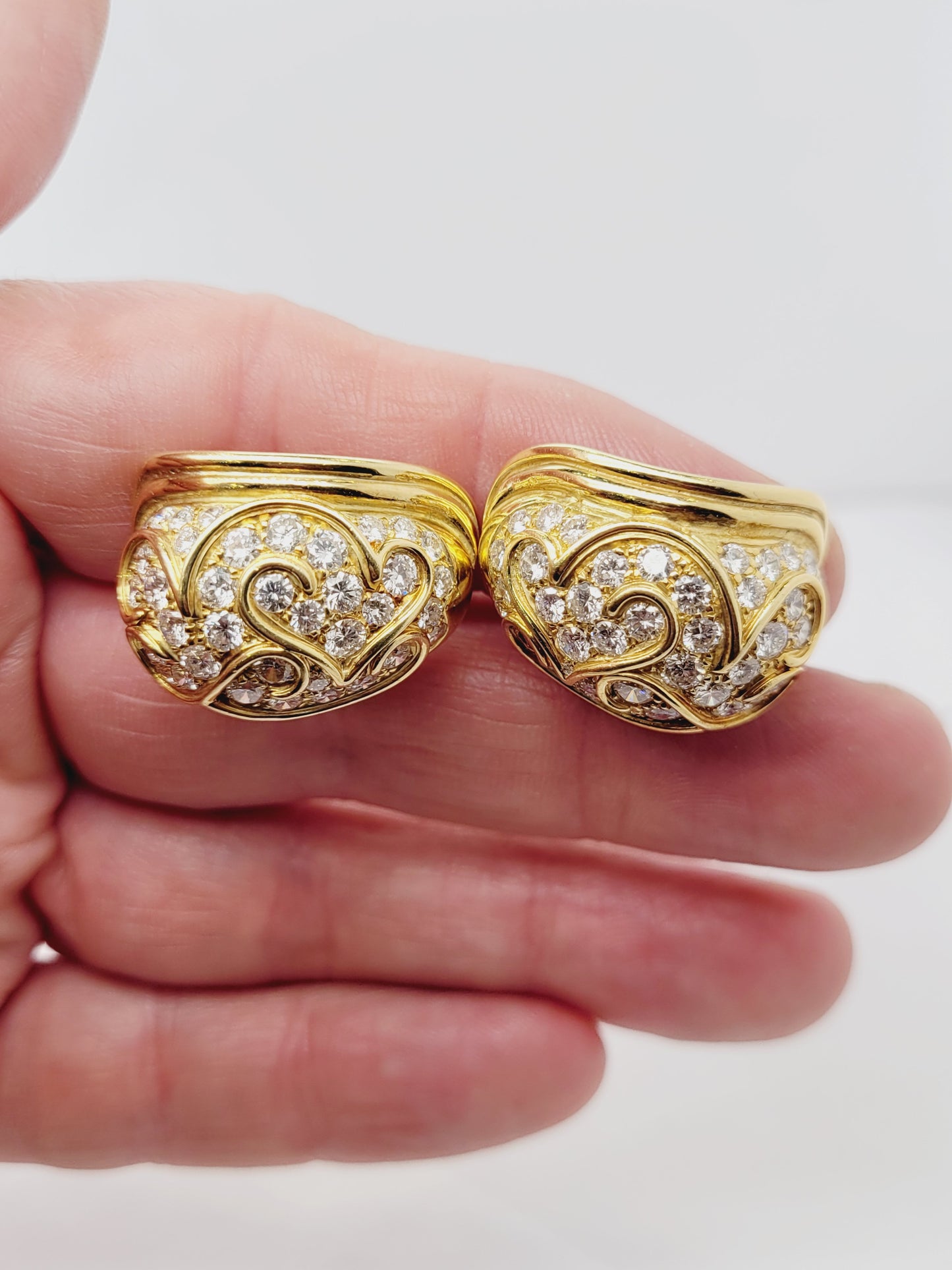 Unusual 1980's diamond huggie earrings sku 8760