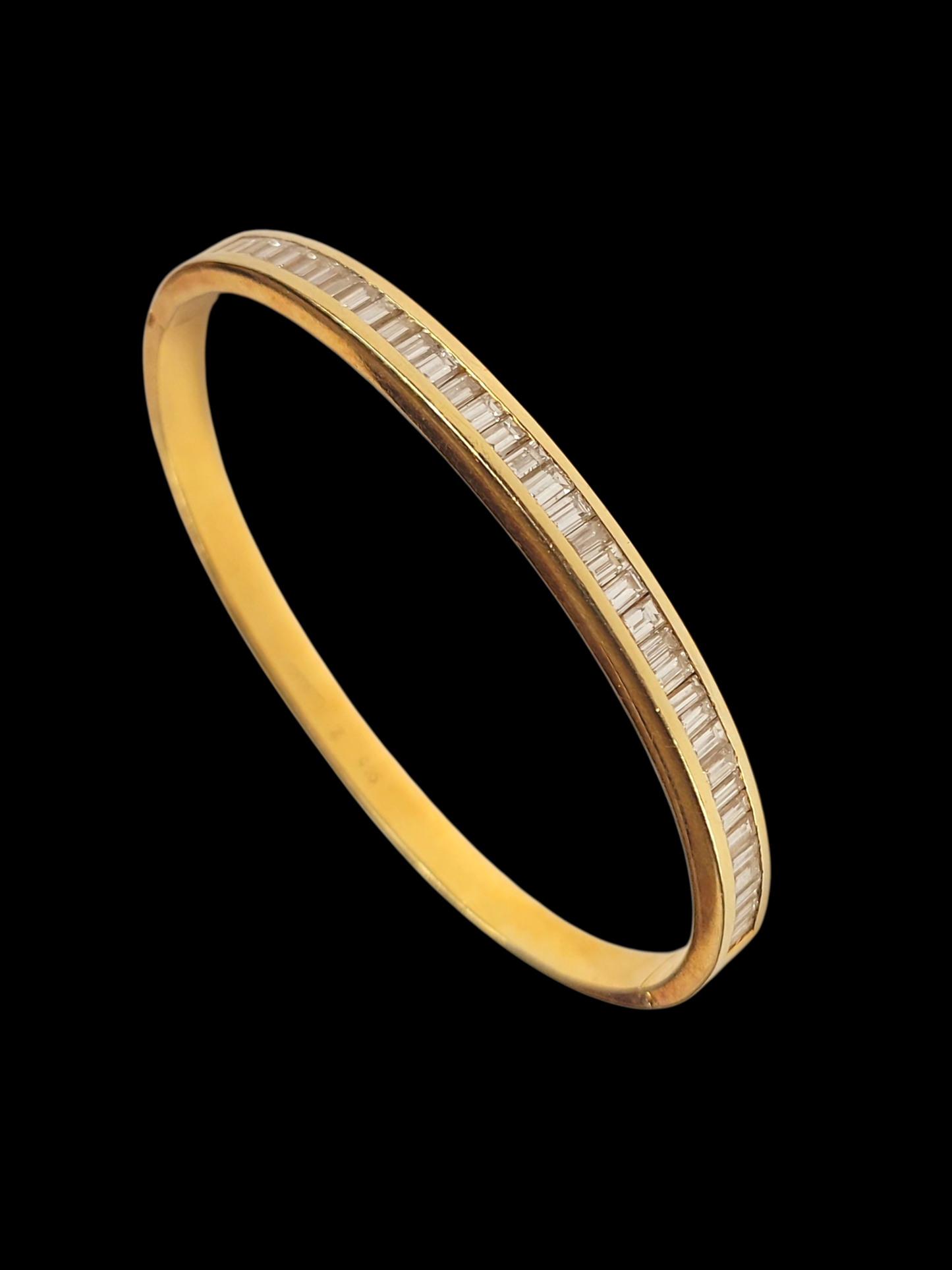 Vintage 18ct yellow gold and baguette diamond bangle sku 8497