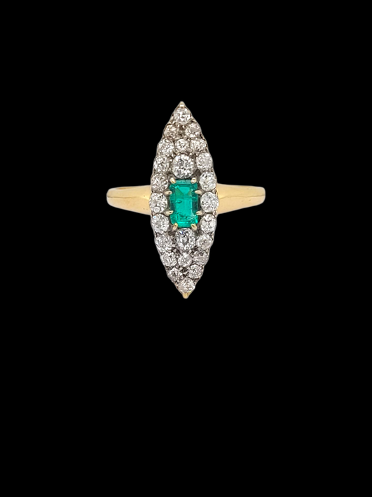 Victorian emerald and diamond navette cluster ring
SKU: 8276