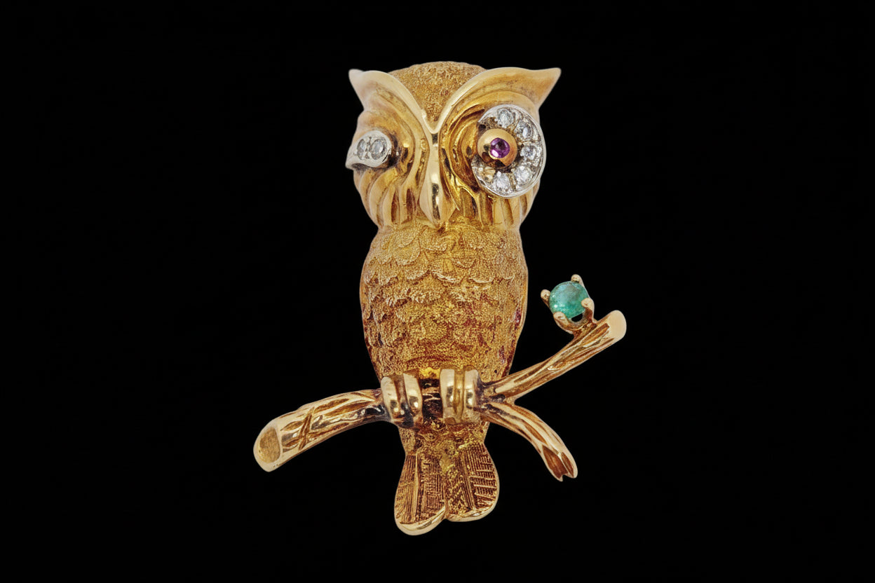 Comic 1960's owl brooch sku 8702