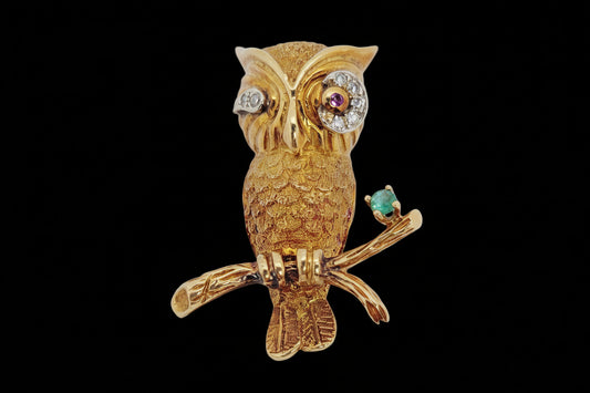 Comic 1960's owl brooch sku 8702