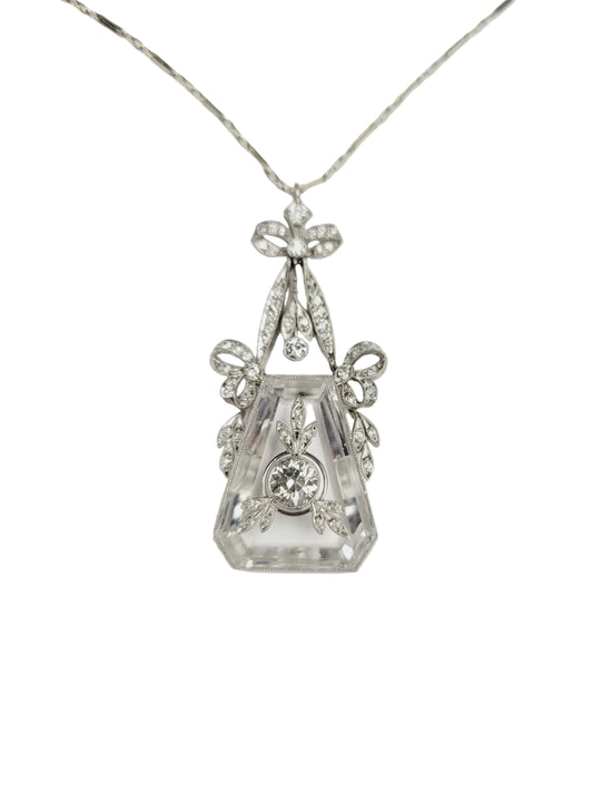 Fine and Rare Antique rock crystal and diamond art deco pendant sku 9017
