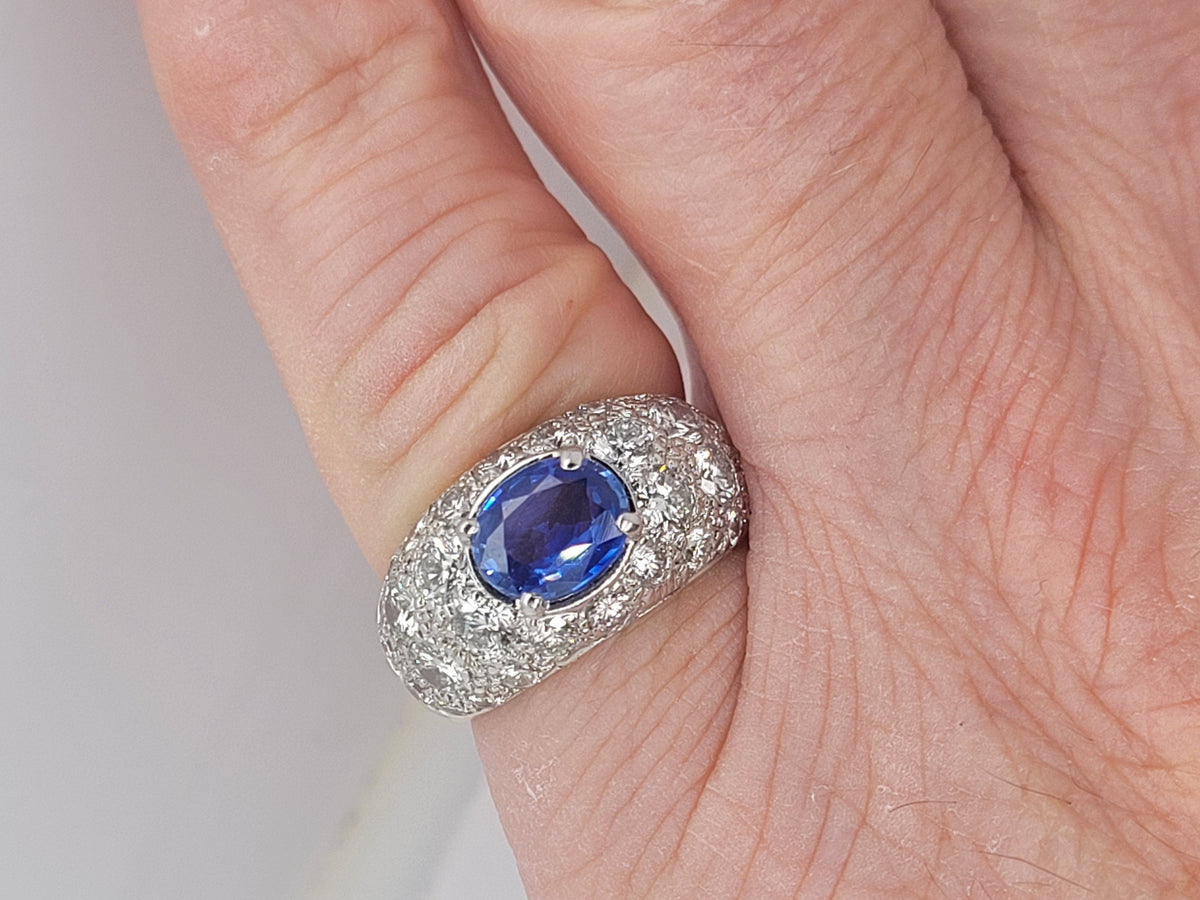 Sapphire and diamond bombe ring sku 9134