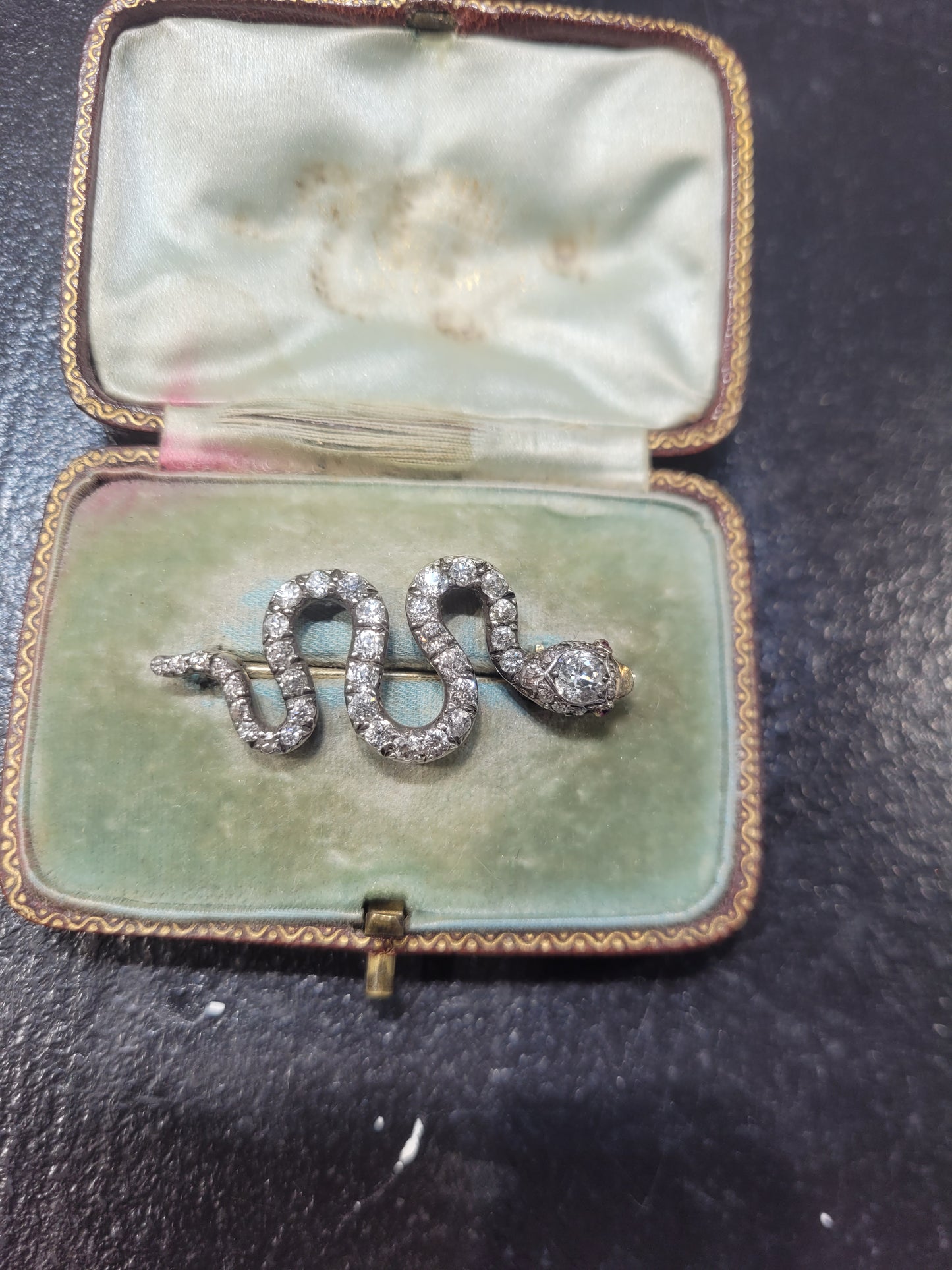 Rare Antique Old mine cut diamond snake sku 9130