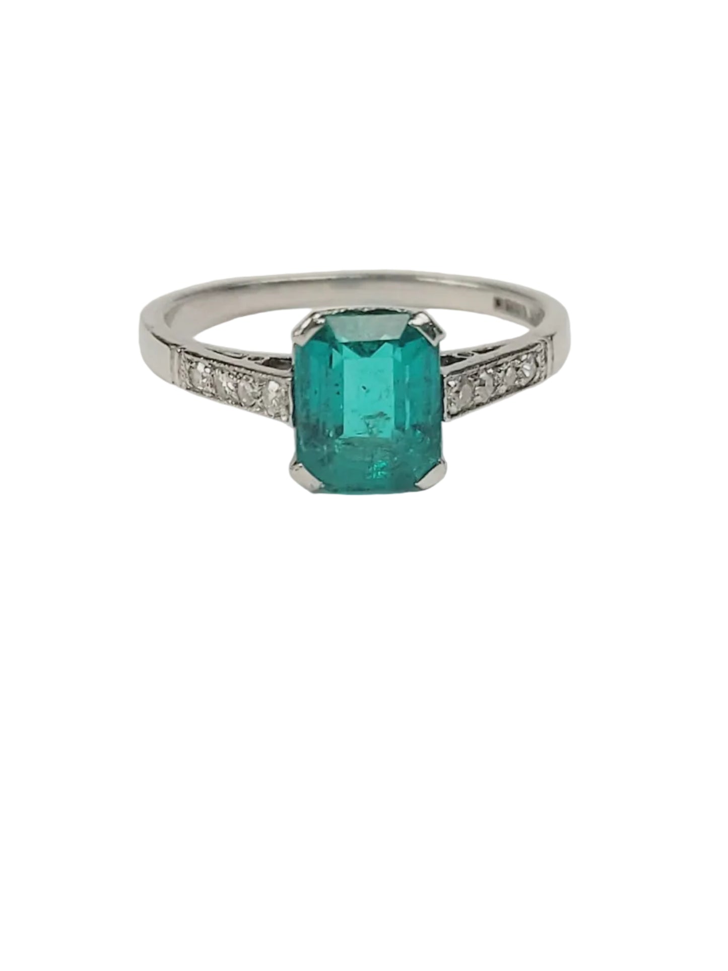 Emerald and diamond engagement ring sku 9160