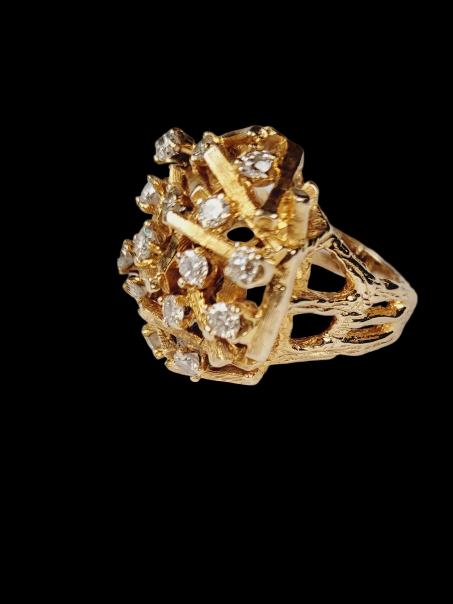 1960's 18ct organic yellow gold  bristling with diamonds sku 8857