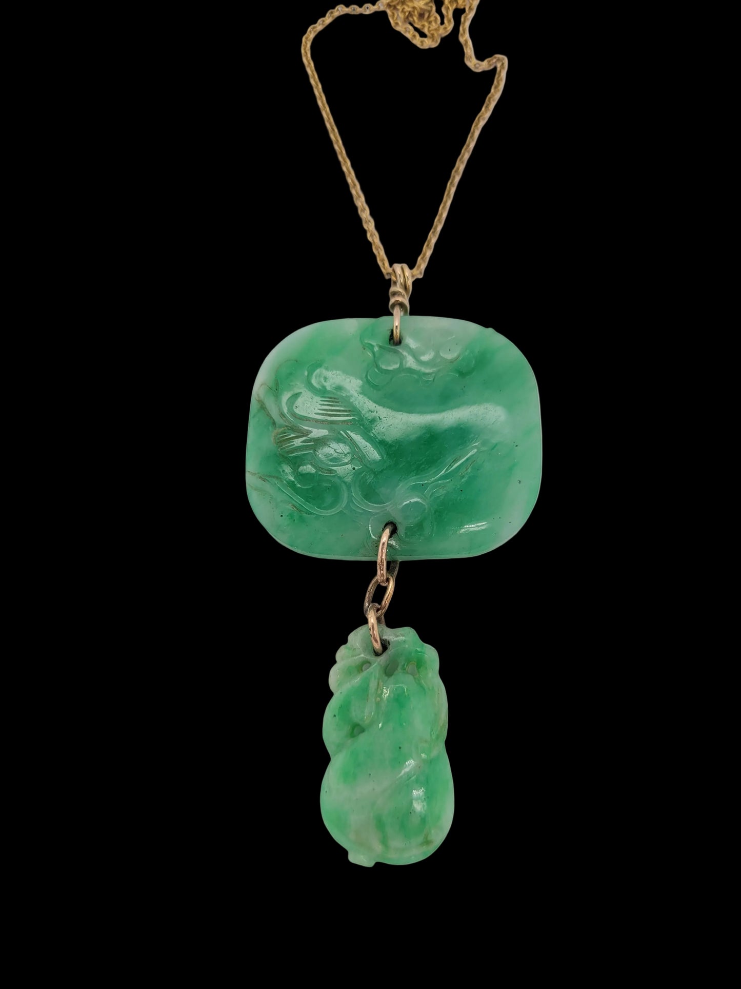 Antique carved jade pendant necklace sku 8713