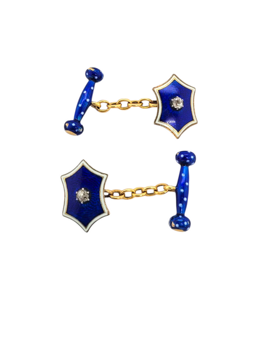 Antique blue enamel and diamond Edwardian cufflinks
SKU: 8228