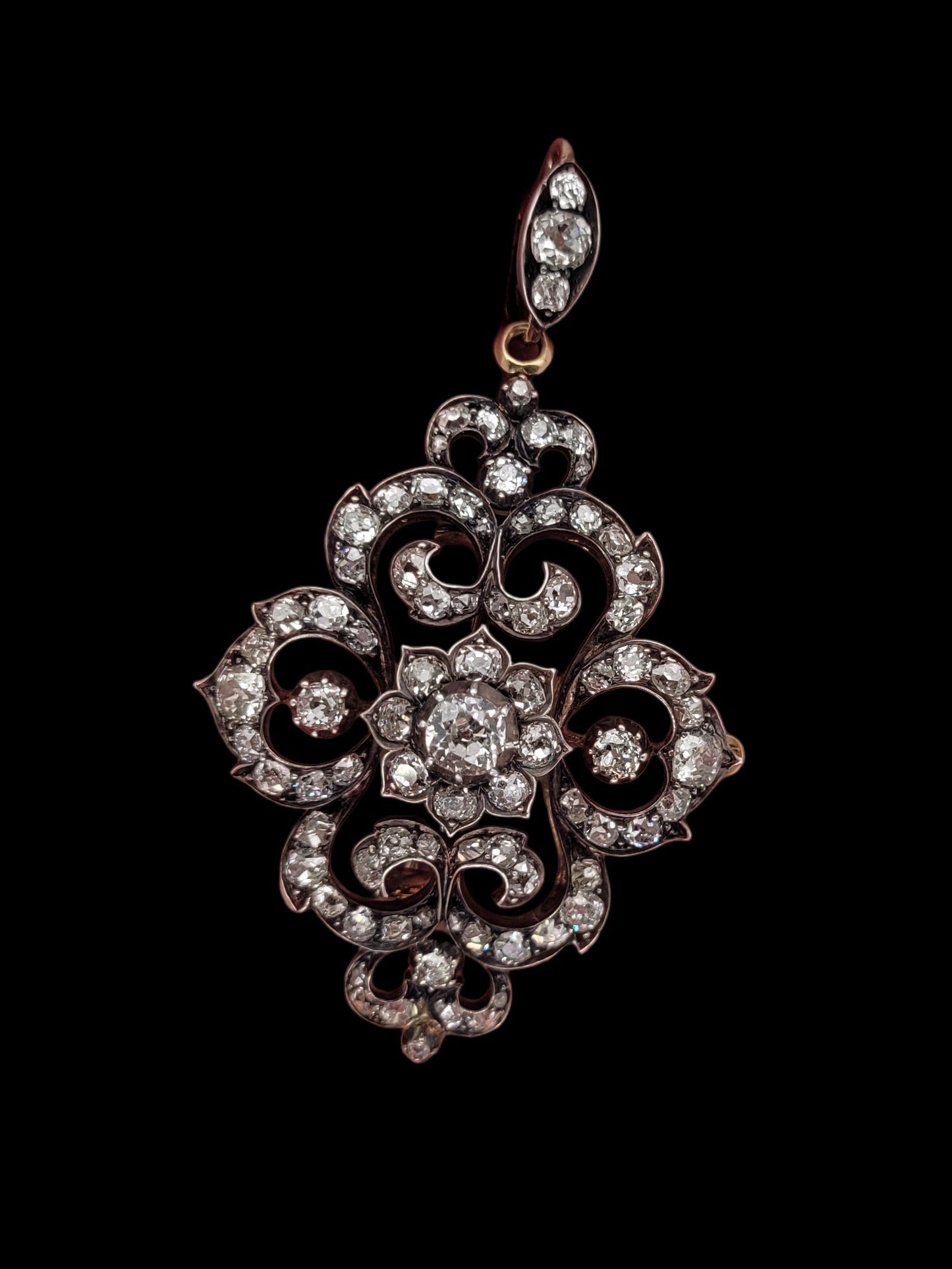 Antique old mine cut diamond pendant/brooch
sku 8550