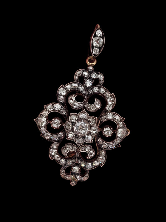 Antique old mine cut diamond pendant/brooch
sku 8550