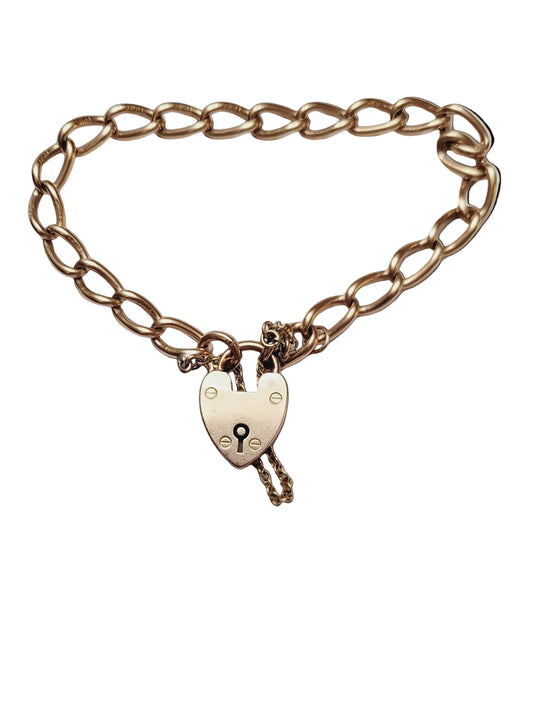 Antique 9ct yellow gold charm bracelet sku 8937
