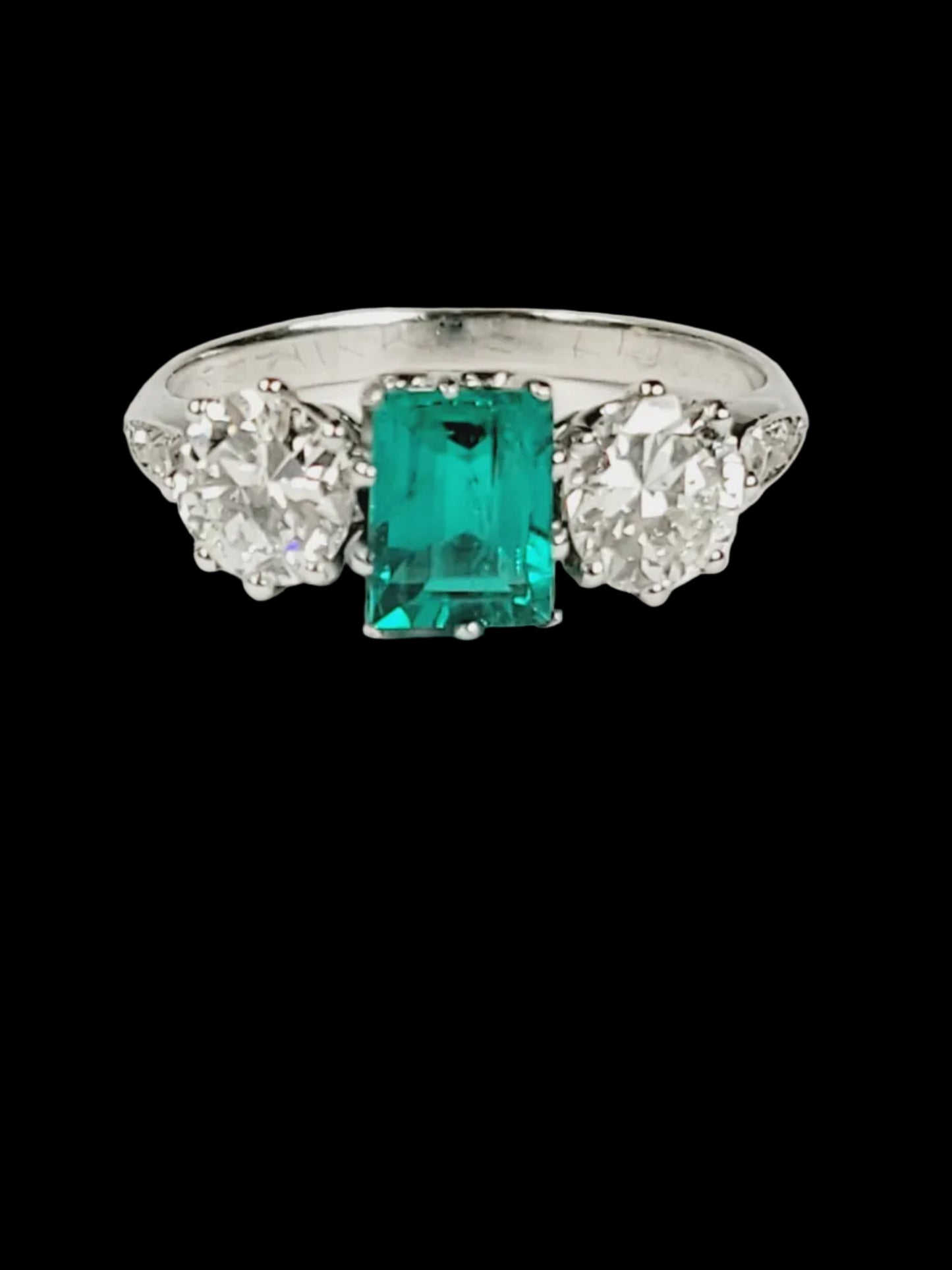 Gem Columbian emerald and diamond engagement ring sku 8839