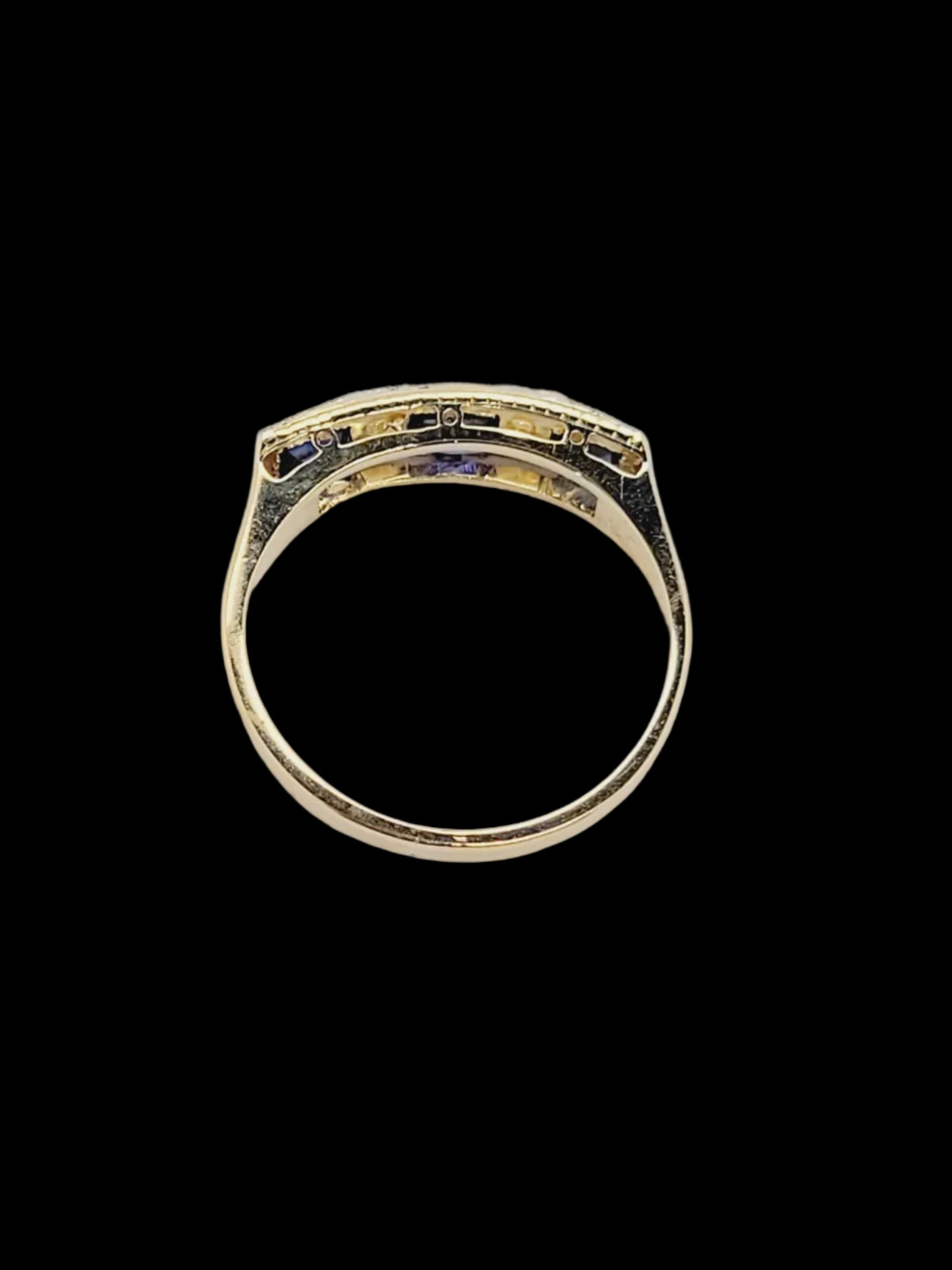Antique sapphire and diamond engagement ring sku 8827