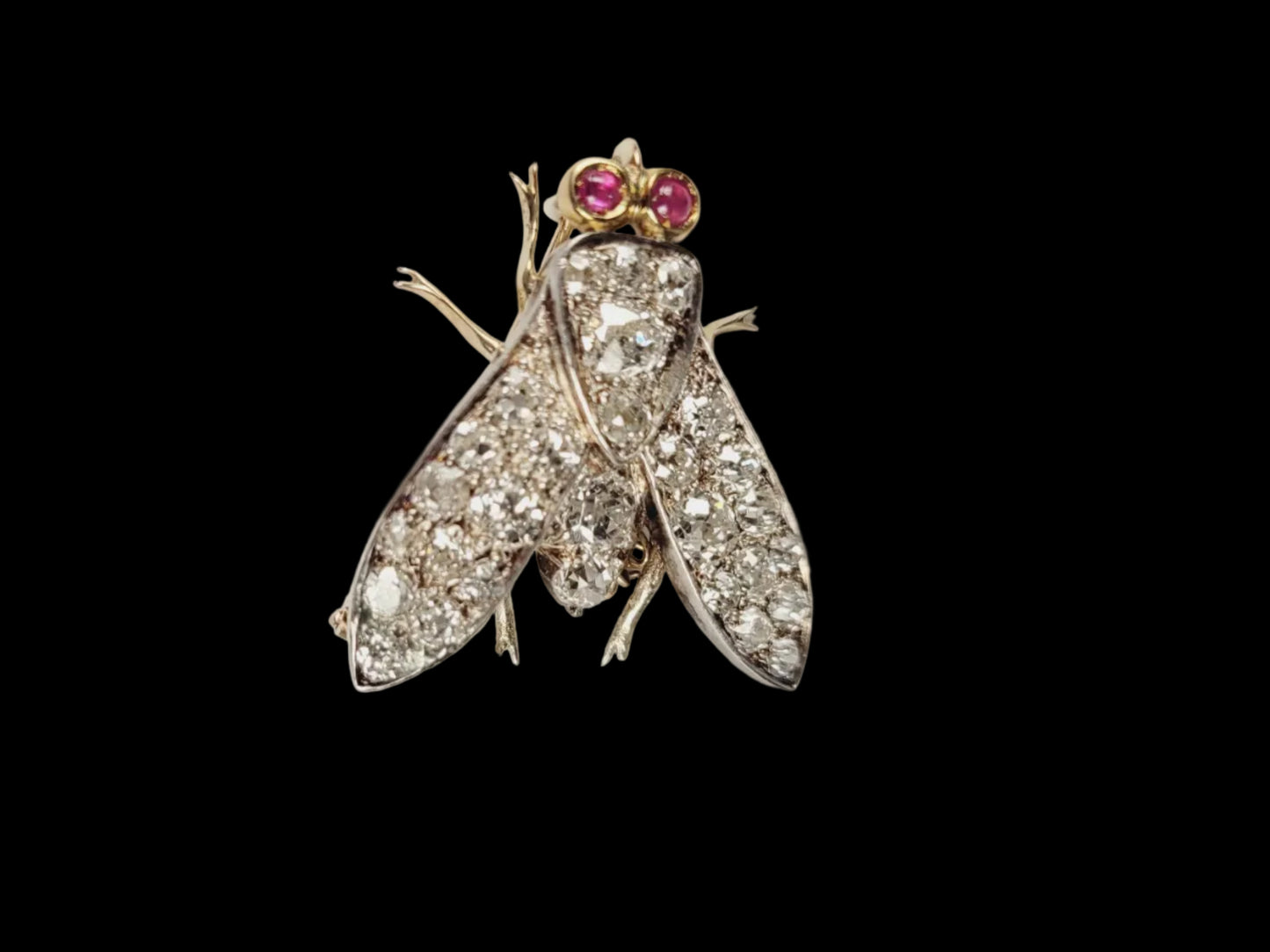 Antique old mine cut diamond fly brooch sku 8913