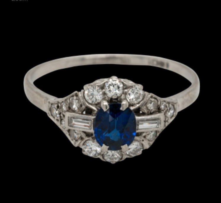 Art deco sapphire and diamond engagement ring
SKU: 4317
