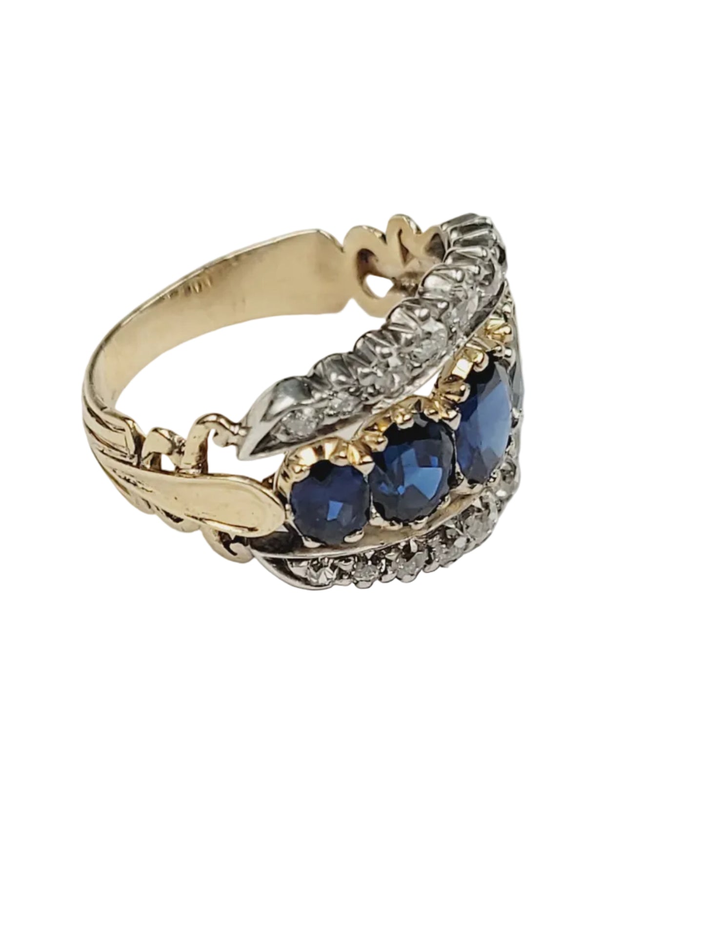 Sapphire and diamond three row band ring sku 9177