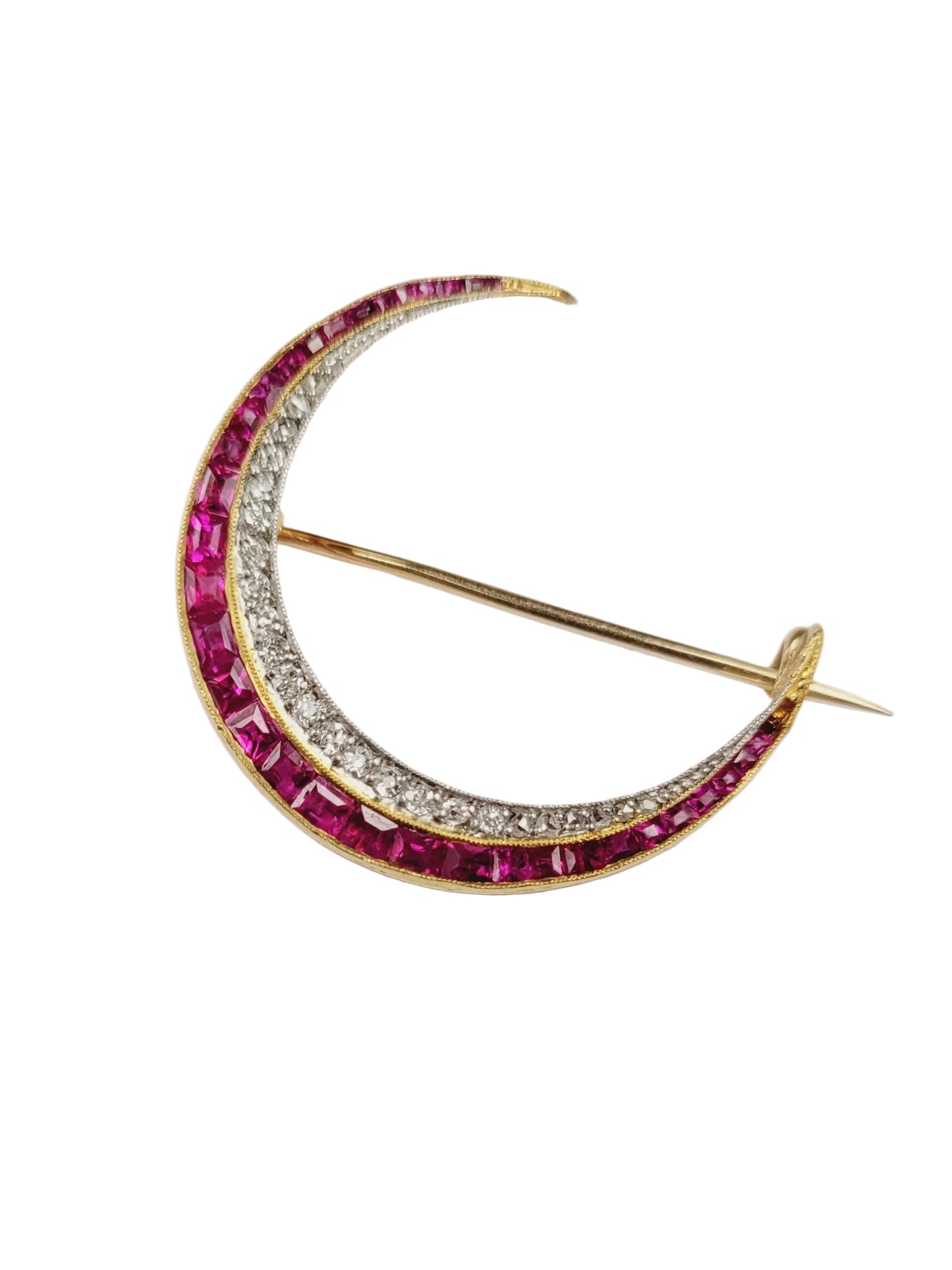 Fine Antique ruby and diamond  crescent sku 9097