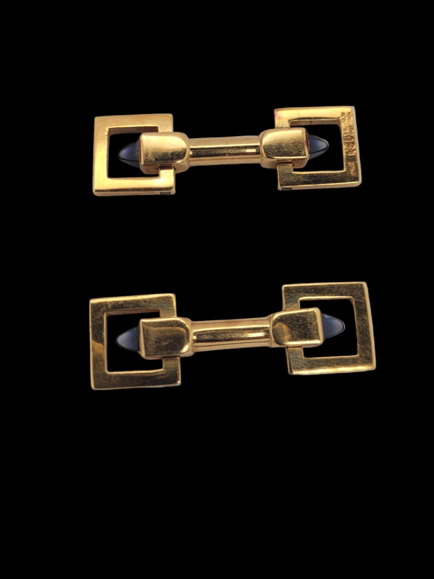 Vintage 18ct gold and sapphire stirrup cufflinks sku 8519