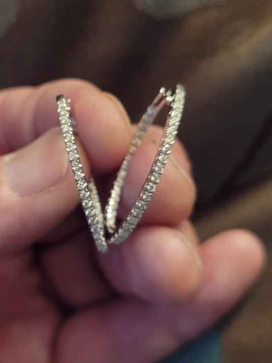 Oval diamond hoop earrings great for everyday sku 9106