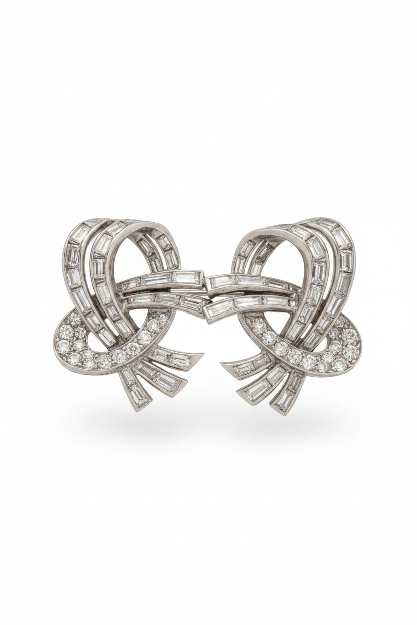 1930's art deco diamond bow earrings sku 9003