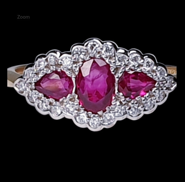 Ruby and Diamond Three Stone Ring
SKU: 2870
