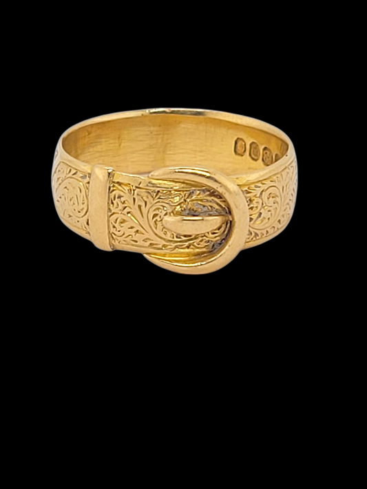 Fine engraved antique 18ct gold buckle ring
SKU: 8274