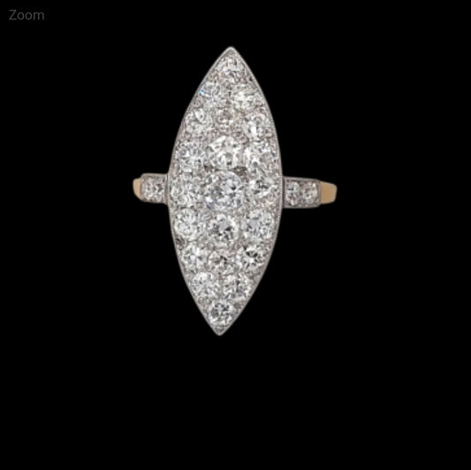 Edwardian old European transitional cut diamond navette cluster ring
SKU: 8195