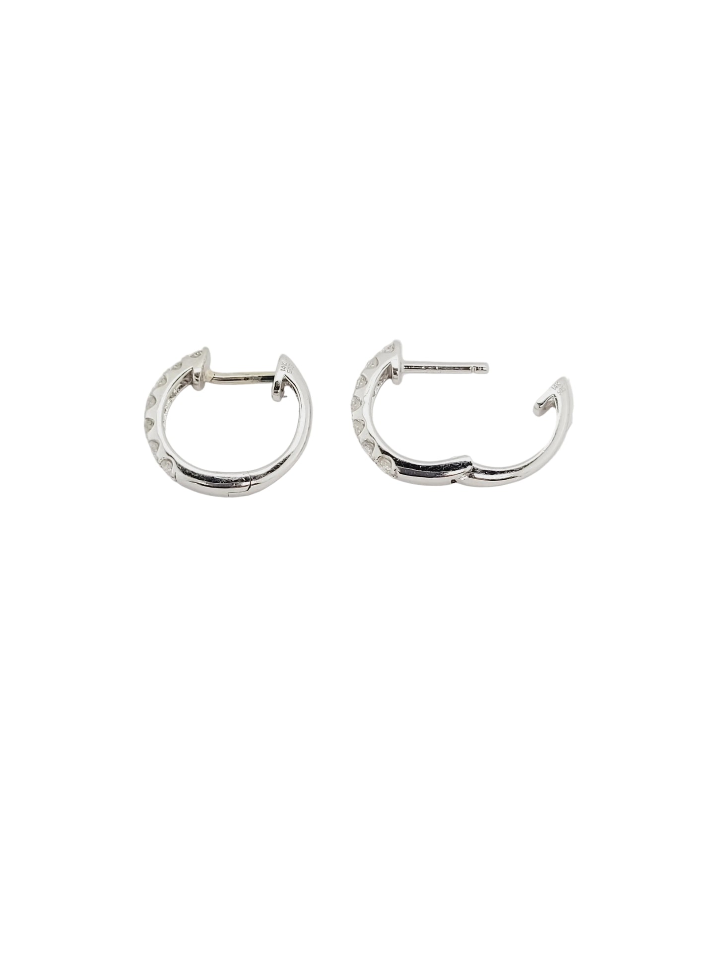 Pair of small diamond hoop earrings sku 9162