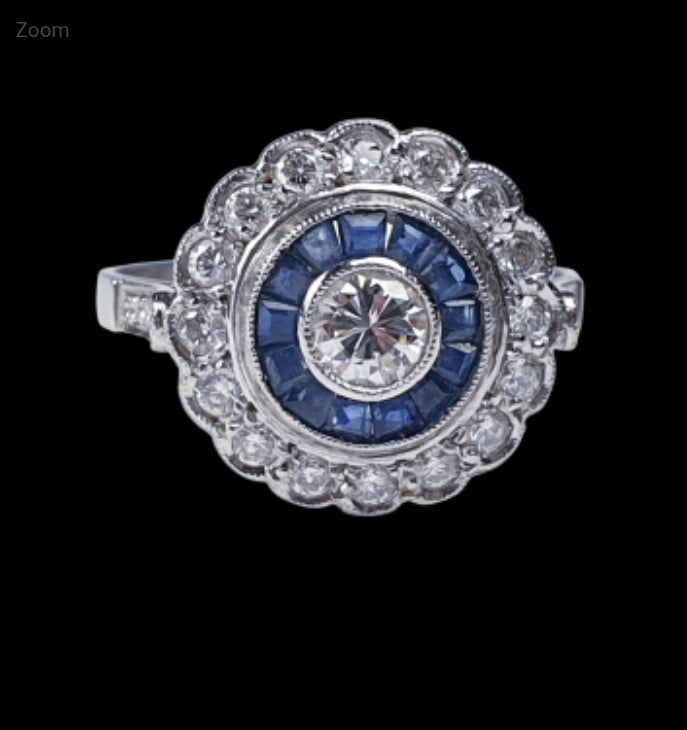 Sapphire and diamond target engagement ring
SKU: 4836