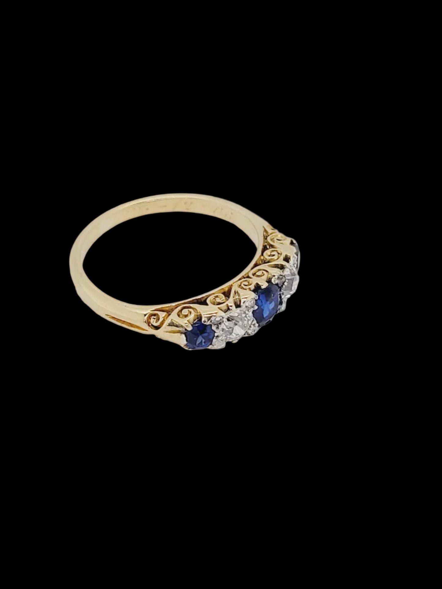 Antique sapphire and diamond engagement ring sku 8824